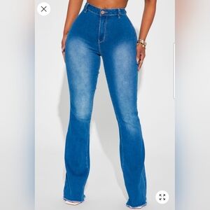 Fashion Nova High Waist Blue Flare Jeans